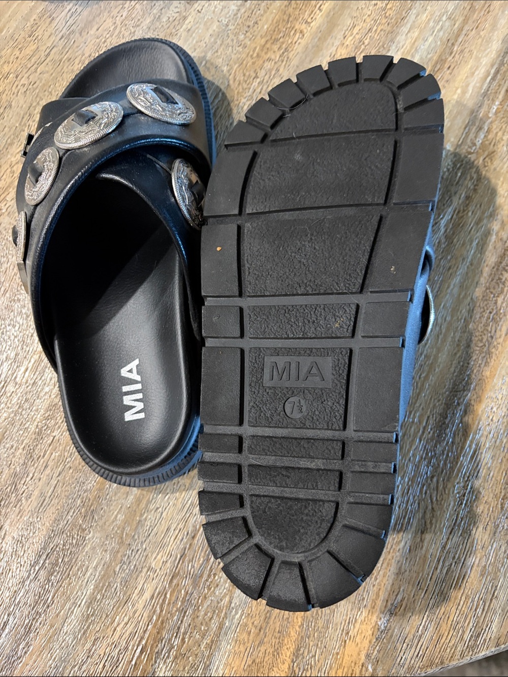 MIA Black Slide Gorgene Sandals - Picture 4 of 5